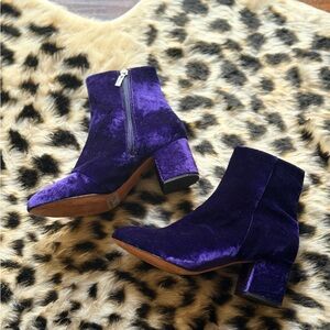 SCHUTZ Deep Purple Velvet Ankle Boots
